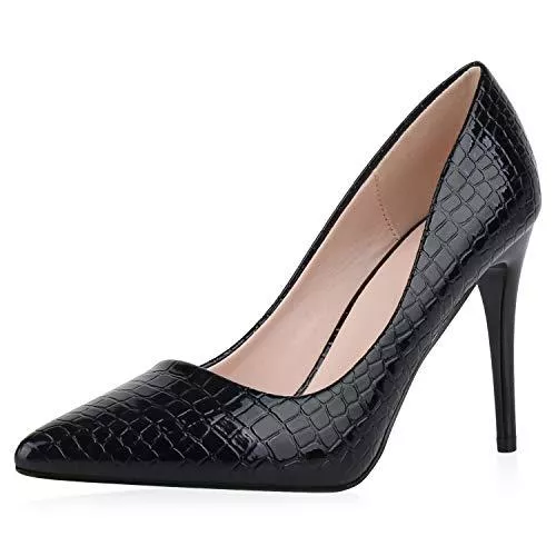 SCARPE VITA High Heels SCARPE VITA Damen Spitze Pumps mit Pfennigabsatz Lack Kroko