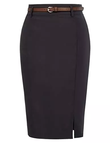 Kate Kasin Röcke Kate Kasin Damen Bodycon Bleistiftrock mit Blet Solid Color Hip-Wrapped
