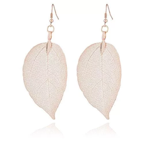 Generic Uhren Selia Feder Ohrring hängend lang Feather Ohrstecker minimal (Rosegold)