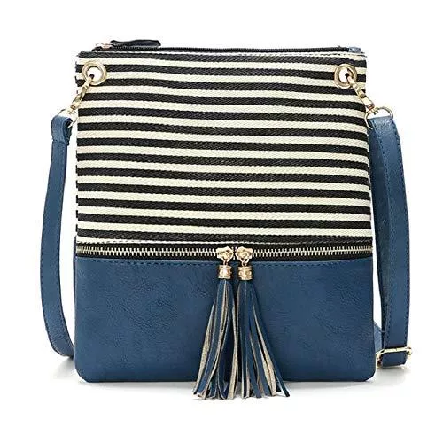 DukeTea Taschen & Rucksäcke Duketea Umhängetasche, gestreift, mittelgroß, Canvas + Kunstleder