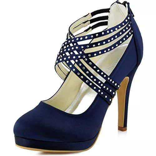 Elegantpark High Heels Elegantpark EP11085-PF Satin Geschlossen Zehen Satin Krause Pumps Plateau Tanzschuhe Damen Brautschuhe