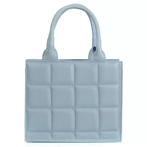 Borghese - Pelletteria Artigianale Taschen & Rucksäcke Pelletterie Borghese | Handtasche aus Leder für Damen | Hellblaue | Umhängetasche | Armtasche | Echtes Leder |Made in Italy | VIOLETTA