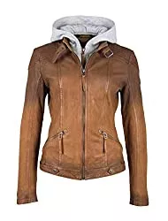 Gipsy Jacken Damen Biker Lederjacke mit abnehmbarer grauer Kapuze und Farbverlauf ombre - GGTiffy LAMOV