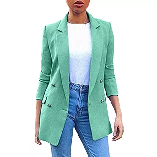 Mengove Blazer Mengove Einfarbig Fashion Revers Slim Fit Strickjacke mit Schlitzen und Anzugmantel Damen Blazer Slim Fit Anzugjacke Elegant Langarm Frauen Sakko Kurz Knopf Blazer Business Büro Jacke