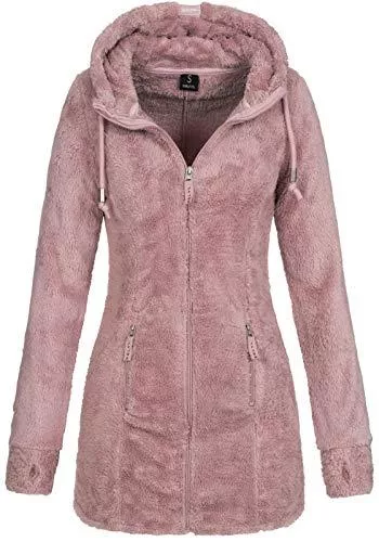 Sublevel Mäntel Sublevel Damen Teddyfleece-Jacke Mantel LSL-357 mit Kapuze