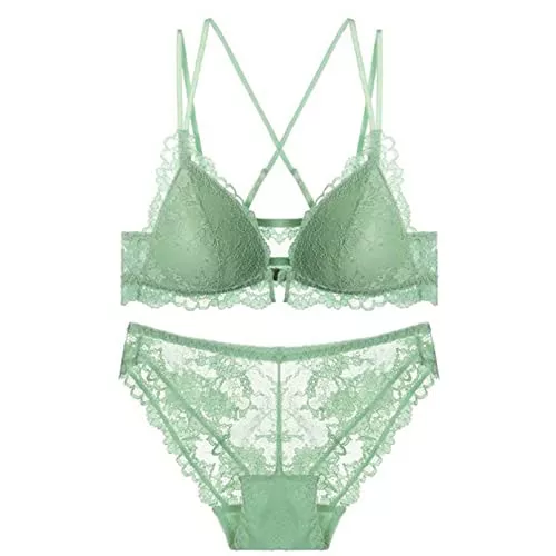 YUANCHNG Unterwäsche & Dessous YUANCHNG Damen Spitze Polsterung Dreieck Dessous Sets BH Sets Kreuzgurt Frontverschluss Spitze