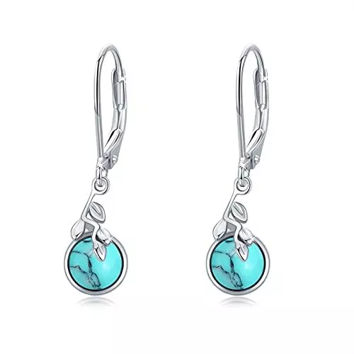 MEDWISE Schmuck Regenbogen Mondstein/Türkis/Opal Tropfen Ohrringe Edelsteine Ovale Lünette Set 925 Sterling Silber Leverback Creolen für Frauen Teen mit Schmuck Ohrringe Geschenkbox
