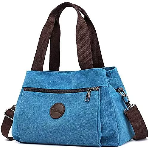 DORRISO Taschen & Rucksäcke DORRISO Umhängetasche Damen Canvas Handtasche Schultertasche Casual Multifunktionale Umhängetaschen Groß Kapazität Schultertasche Damen Reise Umhängetasche Blau