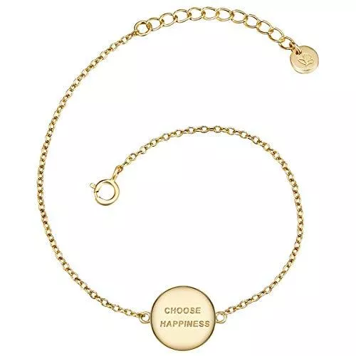 Glanzstücke München Schmuck Glanzstücke München Damen-Armband mit Anhänger Choose happiness Sterling Silber gelbvergoldet 17 + 3 cm - Armkettchen gelb-gold Silberarmkette mit Spruch Freundschaftsarmbänder Arm-Schmuck