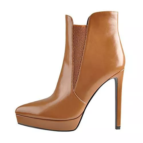 Only maker High Heels Only maker Damen Chelsea Bootis Halbstiefel Plateau Stiefeletten Absatzstiefel