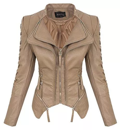 Rock Creek Jacken Rock Creek Damen Kunstleder Jacke Übergangs Jacke Leder Optik Bikerjacke D-365 S-XL