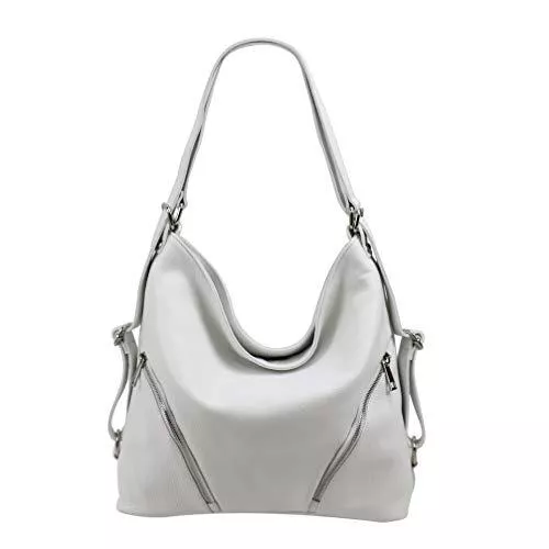 SH Leder Taschen & Rucksäcke SH Leder 2in1 Handtasche Rucksack Damen Schultertasche Daypack CityRucksack aus Echt genarbt Leder (B 35cm x H 34cm xT 12cm) Sara G689