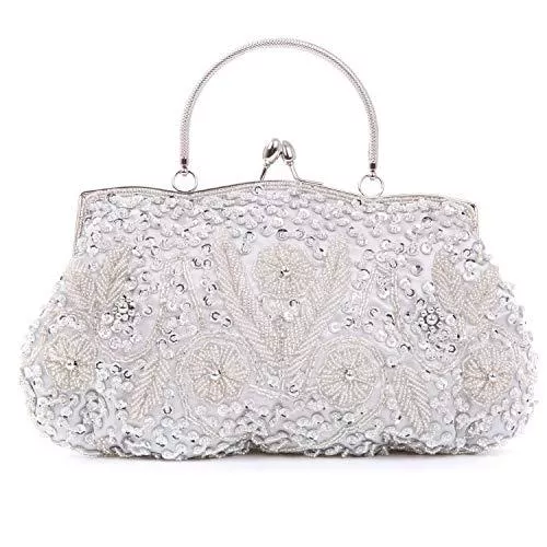 BAIGIO Taschen & Rucksäcke BAIGIO Damen Clutch Handtasche Paillette Abendtasche mit Handgriff Umhängetasche Glänzend für Hochzeit Party (Silber)