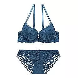 Seven fawns Unterwäsche & Dessous Frauen Dessous Sets Neue Blaue Push-Up BH Set Tiefem V BH Verdickung Unterwäsche Set Spitze Sexy Unterwäsche Set