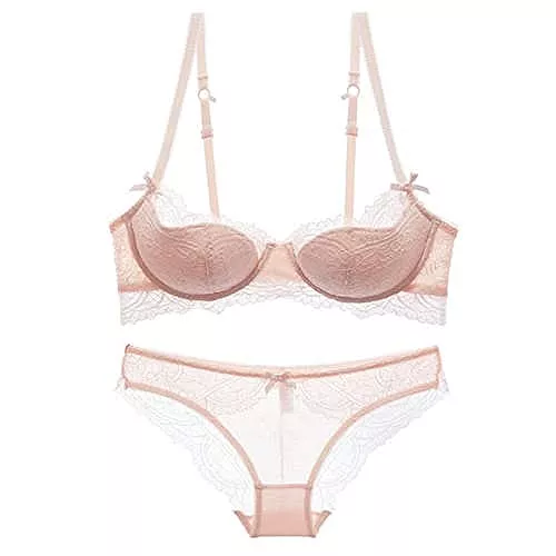 Seven fawns Unterwäsche & Dessous Sexy Dessous Große Größe Dünne Baumwolle Unterwäsche Set Sexy Rosa Spitzen-BH Push-Up Bestickte Unterwäsche Set