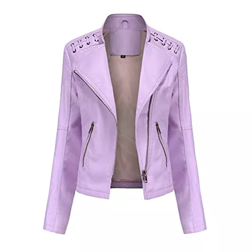 ORANDESIGNE Jacken ORANDESIGNE Jacken Damen PU Lederjacke Lange Ärmel Mit Kapuze Kurz Lederjacke Jacke Motorradbekleidung Biker Jacke Kunstlederjacke Oberbekleidung