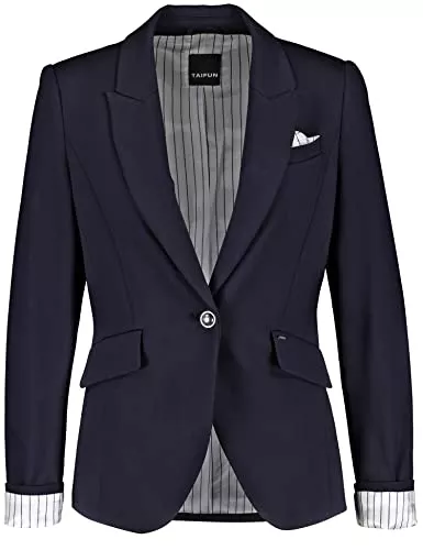 TAIFUN Blazer Taifun Damen Taillierter Blazer mit Streifen-Futter tailliert Blazer mit Stretchkomfort, Elegante Qualität Langarm