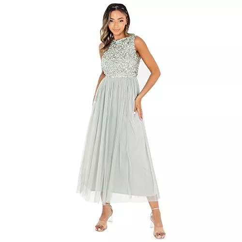 Maya Deluxe Abendkleider Maya Deluxe Damen Green Lily Embellished Midaxi Bridesmaid Dress