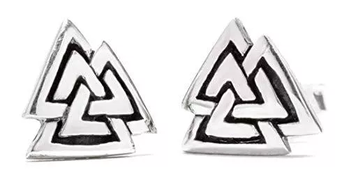 WINDALF Schmuck WINDALF Asatru Ohrstecker VALKNUT h: 0.8 cm Vikings Wotansknoten Vintage 925 Sterlingsilber