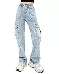 Minetom Jeans Minetom Damen Jeans Hose mit hoher Taille Y2K Style Harajuku E-Girl Streetwear Hose Casual Pants Slim Vintage Flare Denim Hose