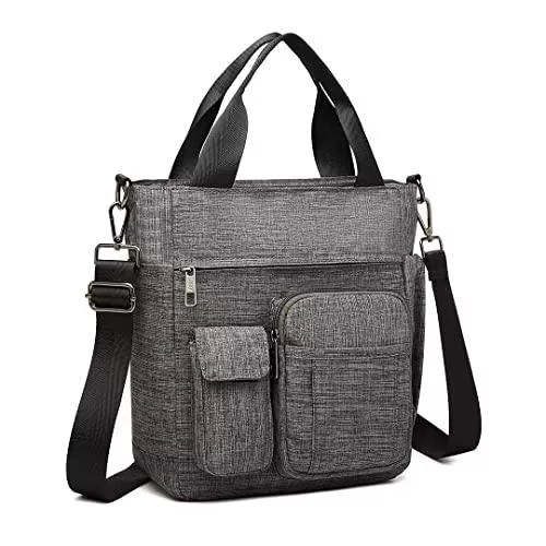 KONO Taschen & Rucksäcke KONO Multi Pockets Handtasche Damen Umhängetasche Herren Schultertasche Multifunktionale Medium Tote Tasche Messenger Bag für College School Arbeit Business Sport Reisen