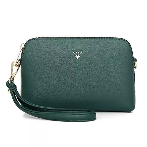 ZMDB Taschen & Rucksäcke ZMDB Handtasche Damen, Klein PU Leder Handy Portemonnaie Tasche Umhängetasche Geldbeutel mit Verstellbarem Schultergurt Reißverschluss Crossbody Bag (Grün-Groß)