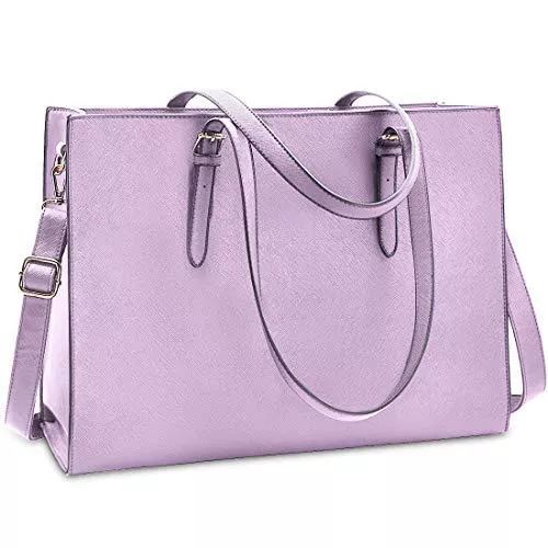 NUBILY Taschen & Rucksäcke NUBILY Handtasche Shopper Damen Große Schwarz Handtasche Leder Umhängetasche Arbeitstasche Gross Laptop Business Schule Taschen 15.6 Zoll (Violett)