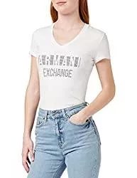 Armani Exchange T-Shirts Armani Exchange Damen Plaid Logo Slim Fit V-Neck T-Shirt