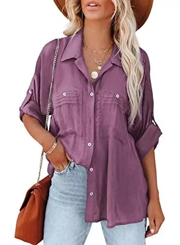 Maavoki Langarmblusen Maavoki Damen Plaid Shirt Casual V-Ausschnitt Kariertes Langarmshirts Frauen Oberteile Elegant Sexy Tops Langarm Sweatshirt