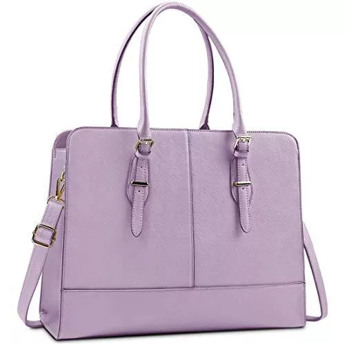 Lubardy Taschen & Rucksäcke Lubardy Handtasche Damen Shopper Damen Groß Wasserdicht 15.6 Zoll Leder Laptop Tasche für Büro Arbeit Business Schule Violett