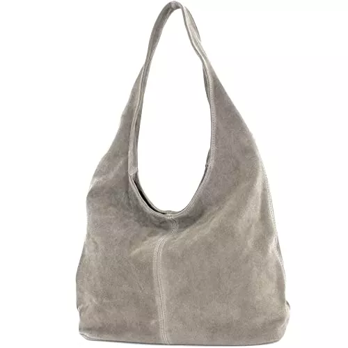 modamoda de Taschen & Rucksäcke modamoda de - T150 - ital Schultertasche aus Leder Wildleder