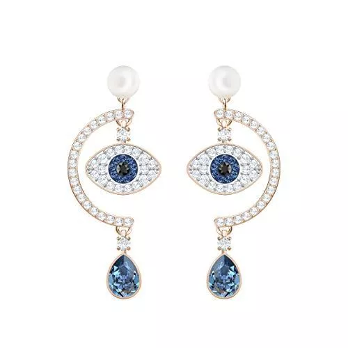 SWAROVSKI Schmuck Swarovski Luckily Evil Eye Ohrringe für Frauen, mehrfarbiges Kristall, rotgold glänzendes Finish