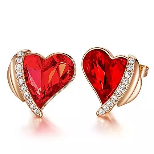 CDE Schmuck CDE Ohrringe für Damen Schmuck Geschenk, Rosegold Herz Damen Ohrstecker, verschönert mit Kristallen Valentinstag Weihnachten Party Jubiläum Geburtstag Geschenke für Frauen Sie Mutter Freundin Ehefrau