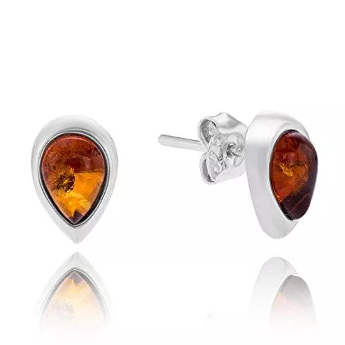 Copal Schmuck Copal Damen Ohrstecker aus Baltischem Bernstein Echt Silber Natur Braun Öko-Verpackung Geschenk für Frauen