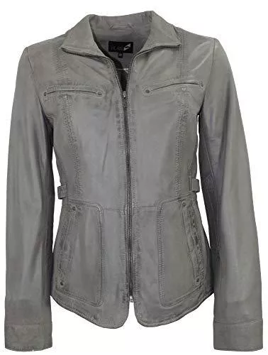 Jilani Jacken Jilani - Damen Lederjacke Lammnappa hellgrau