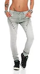 Fashion4Young Jeans Fashion4Young 10826 MOZZAAR Damen Jeans Jeans Röhrenjeans Haremshose Damenjeans Hüftjeans Baggy