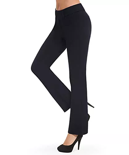 Bamans Hosen Bamans Damen Business Elegante Hosen - Lang Stretch Straight Casual Anzughose Skinny Hoher Bund Freizeithose Eng Schwarz