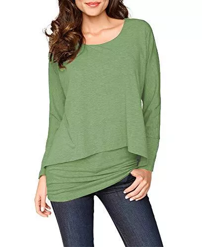 Uniquestyle Langarmshirts Uniquestyle Damen Langarmshirt 2 in 1 Optik Casual Tunkia Langarm Große Größen Longshirt Asymmetrisch Oberteil Top Shirt