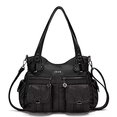 KL928 Taschen & Rucksäcke KL928 Tasche Damen Handtasche Umhängetaschen Damenhandtasche Schultertasche Lederhandtasche elegante Taschen hand taschen Henkeltaschen für frauen mit vielen fächern (Schwarz)