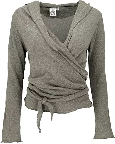 GURU SHOP Pullover & Strickmode GURU SHOP Wickelshirt, Baumwollstrick Pullover, Wickeljacke, Damen, Baumwolle, Pullover, Longsleeves &amp; Sweatshirts Alternative Bekleidung