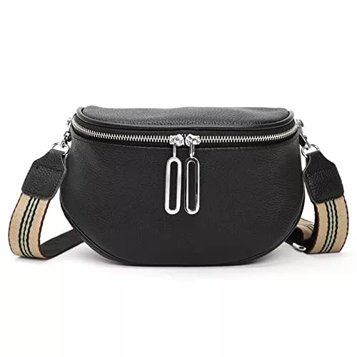 Atgbiem Taschen & Rucksäcke Atgbiem schwarz Crossbody Bag Damen breiter Gurt Leder Brusttasche Damen umhängetasche Damen Bauchtasche Damen stylisch elegant