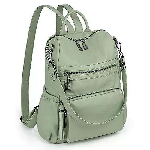 UTO Taschen & Rucksäcke UTO Damen Rucksack Anti-Diebstahl-Rucksack Weiche Quasten Reisen Arbeit Mode Praktisches Nylon &amp; PU Hellgrün