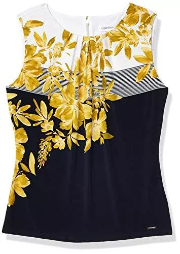 Calvin Klein Ärmellose Blusen Calvin Klein Damen Pleat Neck Cami Anzugjacke, Business-Stil