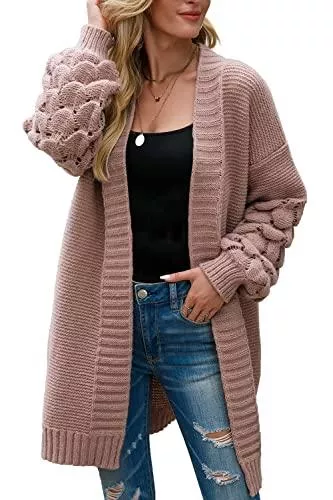 Kapoohott Strickjacken Kapoohott Damen Strickjacke Lang Casual Cardigan Strickmantel Open Front Winter Cardigan