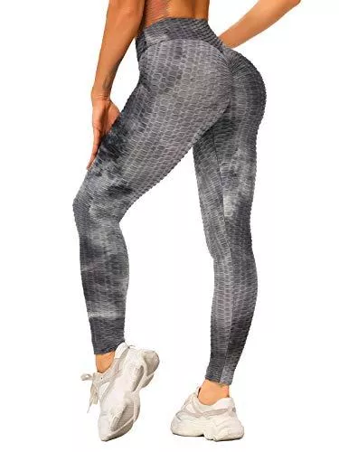 FITTOO Leggings FITTOO Damen Scrunch Butt Leggings Honeycomb Yogahose Booty Lifting Fitness Hose Push-Up Sporthose Stretch Workout Fitness Jogginghose