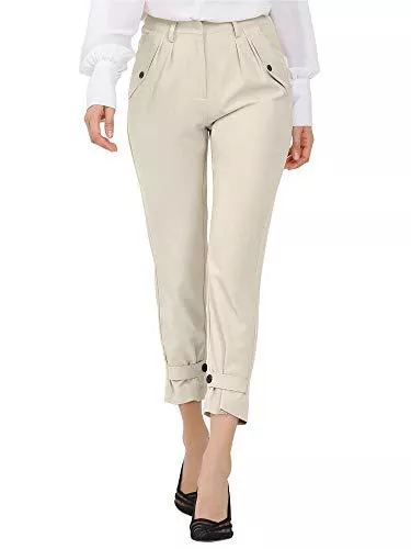 Allegra K Hosen Allegra K Damen High Waist Taschen Gerade Chinohose Hose