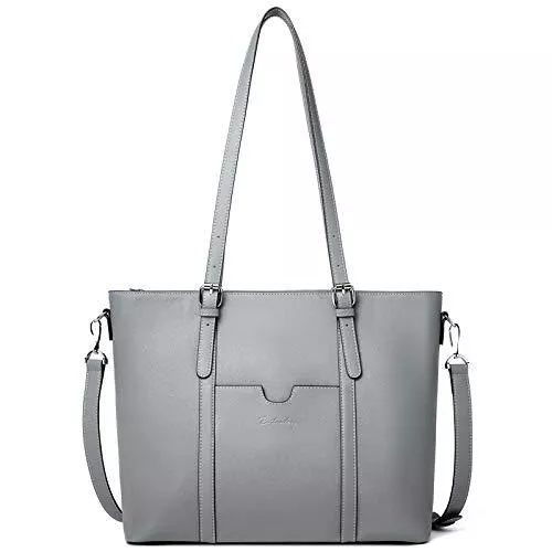 BOSTANTEN Taschen & Rucksäcke BOSTANTEN Damen Ledertaschen Schultertasche Frauen Designer Handtasche 14 15.6 Zoll Laptoptasche Tote Bag Grau