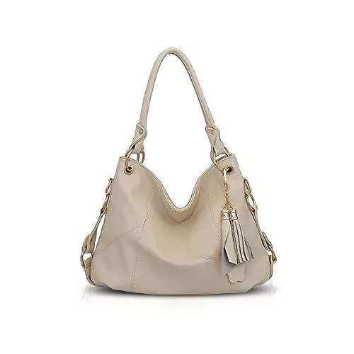 NICOLE &amp; DORIS Taschen & Rucksäcke NICOLE &amp; DORIS Damen Handtasche Groß Designer Umhängetasche Leder Tote Bag Shopper Handtasche Elegant Tasche mit Quaste Beige