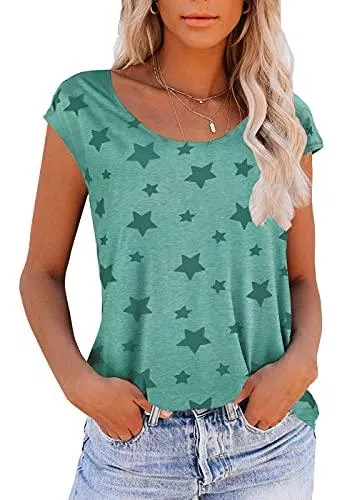Lantch T-Shirts Lantch Damen T-Shirt Top Sommer Basic Kurzarm Shirts Baumwoll Tee Freizeit Oberteile