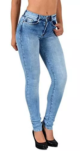 ESRA Jeans ESRA Damen Jeans Jeanshose Damen Skinny High Waist Hochbund Hose bis Übergröße S300